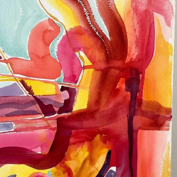 Original Watercolor Painting Summer Jubilee Signed Colorful Vintage 2003 - Picture 2 of 6